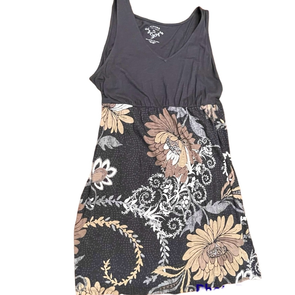 SONOMA | SLEEVELESS TIE BACK DRESS | SZ PETITE XL | CHARCOAL GRAY